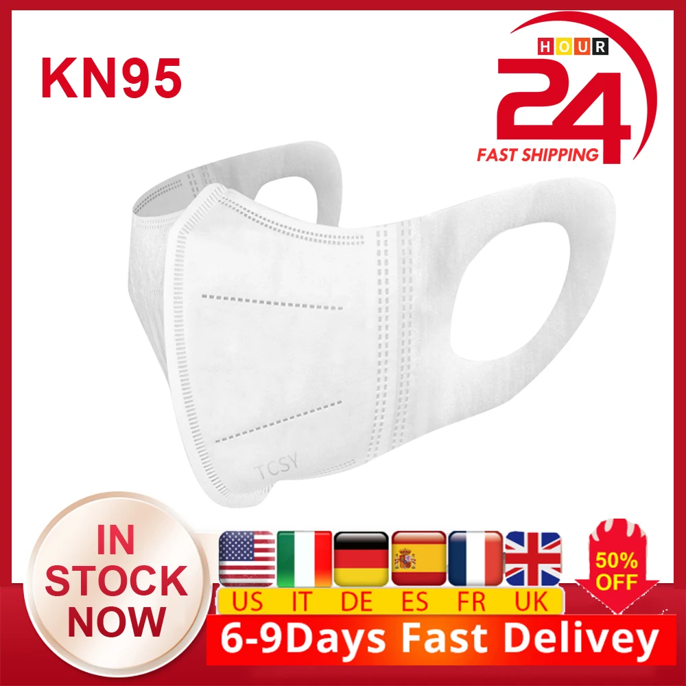

us cz stock 50/100pcs KN95 Mask Face Mask Filtration Face Masks Breathable N95 Mask Protection against Dust Particles Pollution