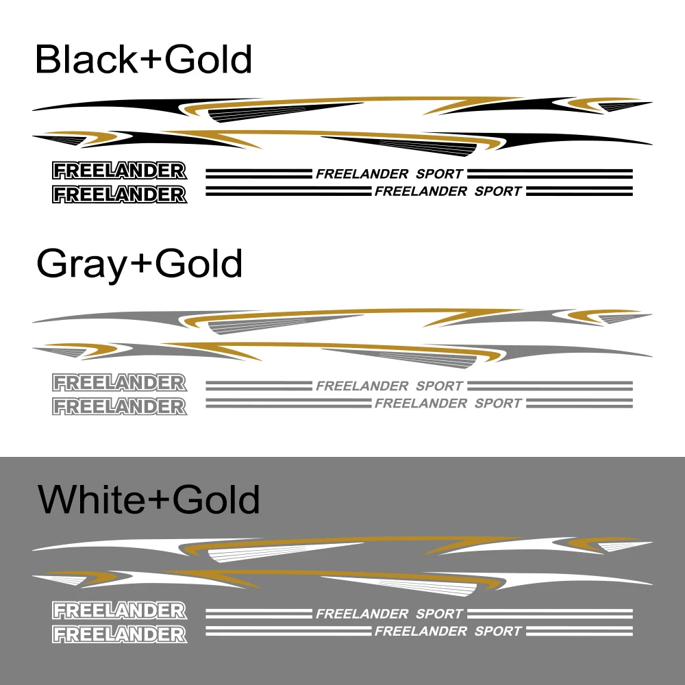 2 шт. для Land Rover freelander, автомобильные гоночные полосатые наклейки, авто Персонализированная виниловая пленка, боковые наклейки для юбки, тюнинг, автомобильные аксессуары