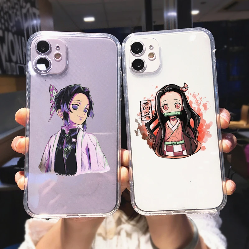 Kimetsu No Yaiba Demon Slayer Anime Phone Case For Iphone 11 12 Pro Max Xs Xr X 7 13 8 Plus Cute Transparent Soft Cover Fundas Mobile Phone Cases Covers Aliexpress