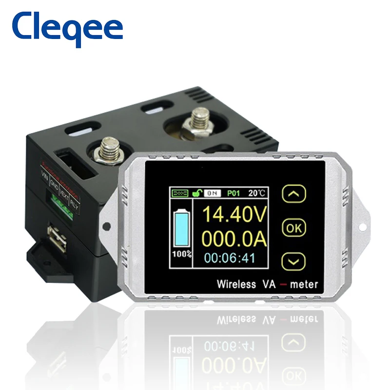 

Cleqee VAT4300 400V 300A Wireless Ammeter Voltmeter Battery Capacity Monitoring Coulomb Counter 12V 24V 48V Color Screen Meter