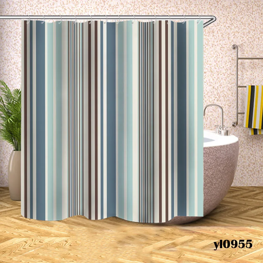Водостойкая занавеска для душа с цветным градиентным принтом, полосатая занавеска для ванной, занавеска для ванной, крышка для ванны, большая широкая 12 крючков - Цвет: Pattern 11