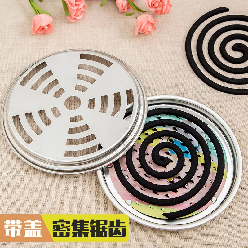 Sale Fire Prevention Mosquito Incense Holder with Cover Coil Portable Spike Tooth Tray Smudge Bo |