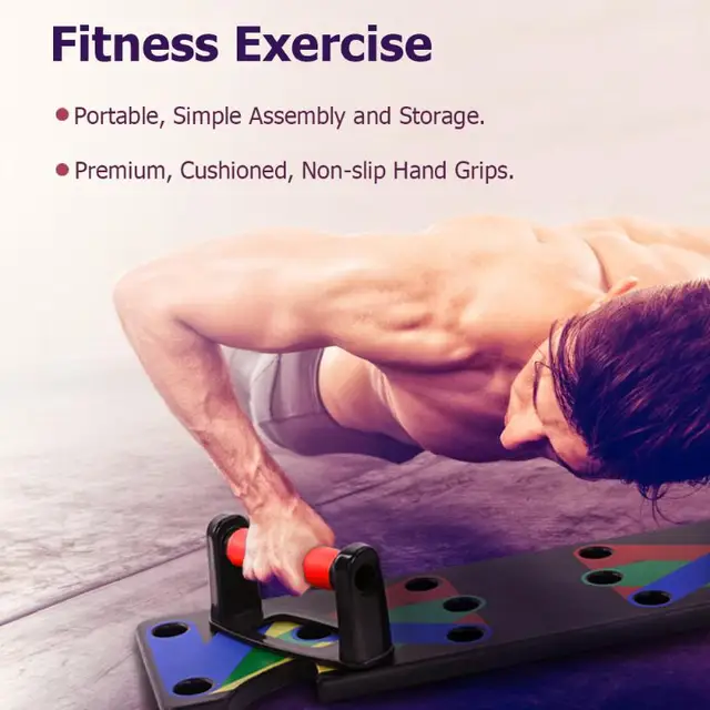 US $17.55 Body Building Push Up Rack Board System Home Fitness Equipment Red Handle