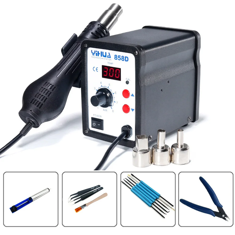 YIHUA-858D-Adjustable-Warm-Air-Pressure-Gun-Digital-Display-Hot-Air-Desoldering-Station-SMD-Rework-Station