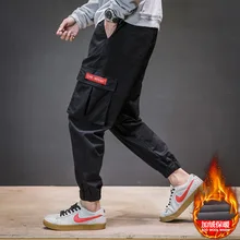 Осень/зима slim fit плюс бархатные мягкие повседневные штаны для мужчин Корейский шоу сезона новые мужские комбинезоны с носком