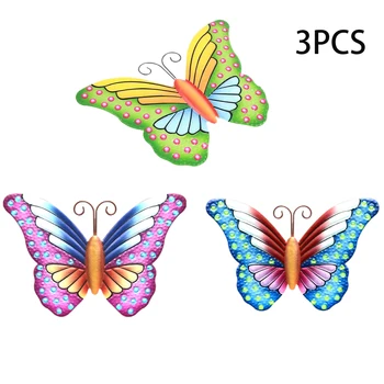 

3pcs/set TV Background Wall Art Office Indoor Outdoor Backyard Bedroom Home Garden Patio Colorful Metal Butterfly Hanging Decor