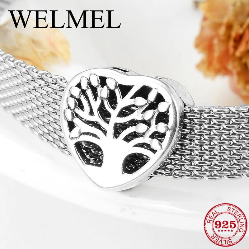 

925 Sterling Silver Clip Beads Fine Jewelry Openwork Life Tree Charm Fit Original Reflection Charm Bracelet Women Jewelry Making