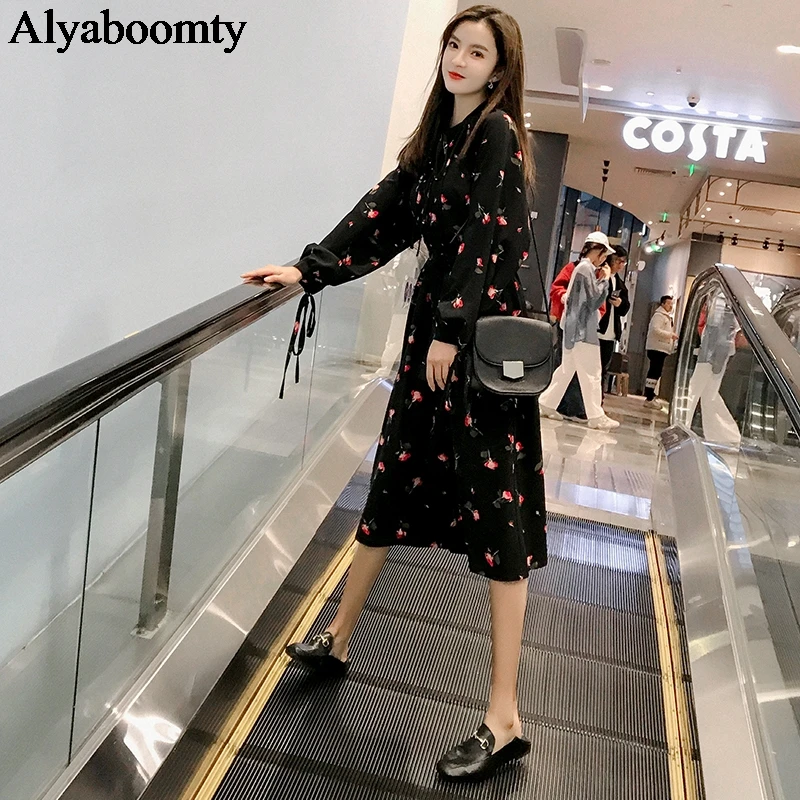 Новинка женское нежное платье рубашка весна осень женственное свободное с