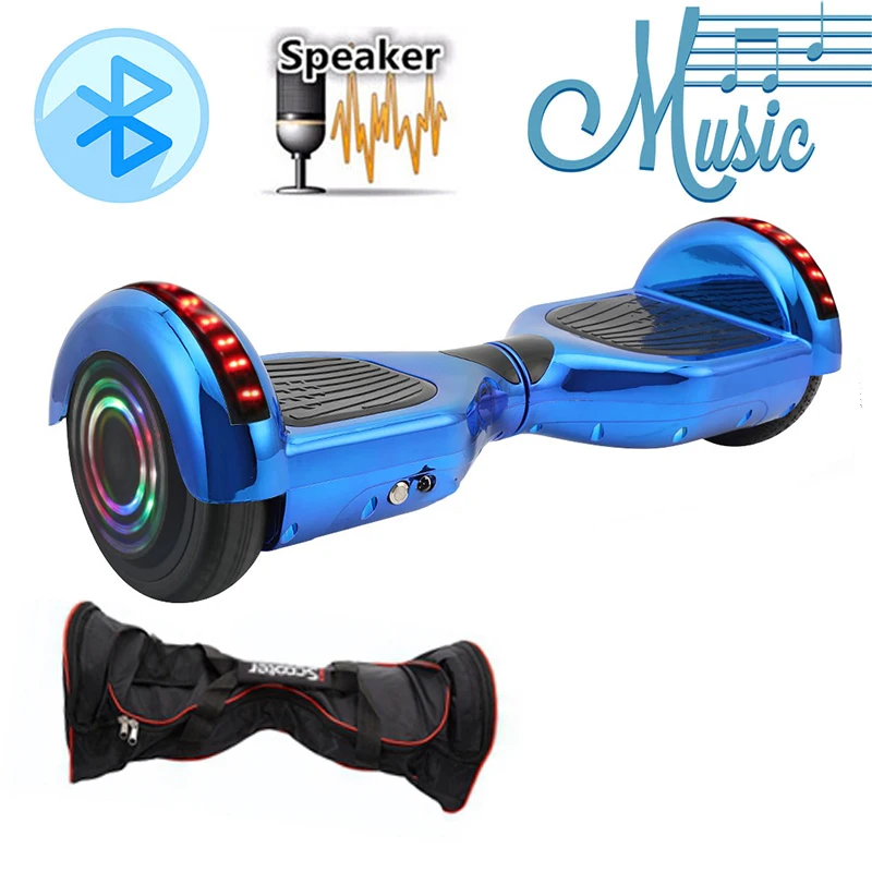 6.5inch Chrome Blue IScooter bluetooth Ховерборд 10 дюймов 2 колеса умный электрический скутер баланс Ховер доска bluetooth Ховер доска с сумкой - Цвет: 6.5inch Chrome Blue
