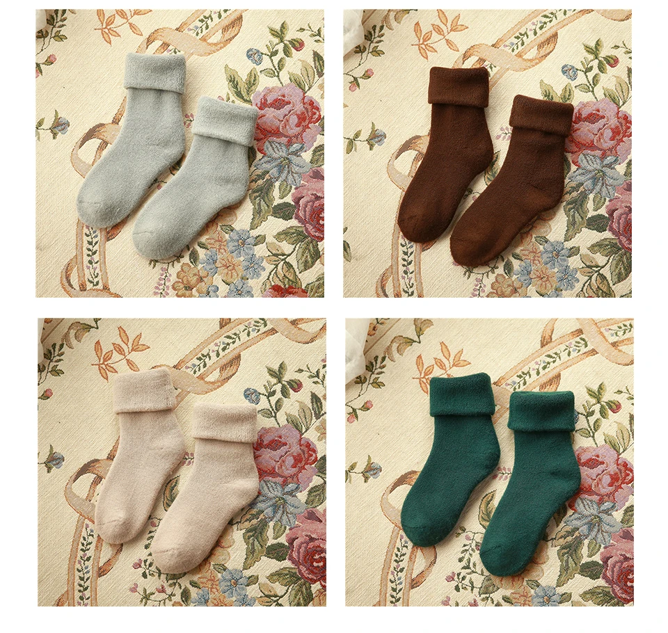 Fashion Hot Double-Layer Casual Home Sock Autumn And Winter Warm Solid Color Terry Thick Towel Floor Men And Women Socks Gift (8)