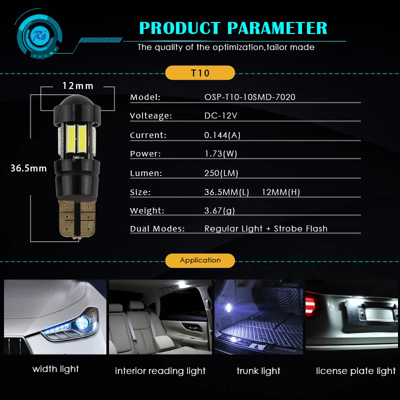 R8 2pcs   T10 W5W Ʈκ ÷ LED 194 168        12V ȭƮ  
