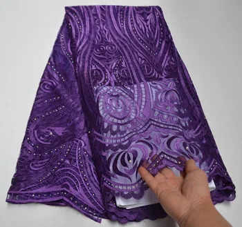 

Latest Nigerian Tulle Lace 2020 French Net stones Lace Fabric For Nigerian Wedding Embroidery African Lace Fabric for Dress RC-8