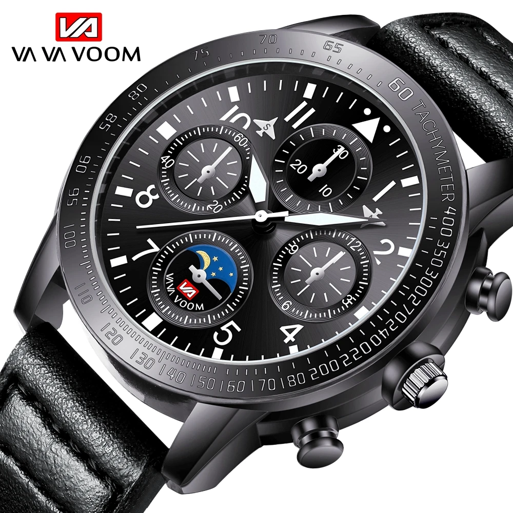 Cheap Chinese Whole Big Pilot Series Black Leather Sport Multifunction Quartz Men Wristwatches Original Wrist Watches For Men