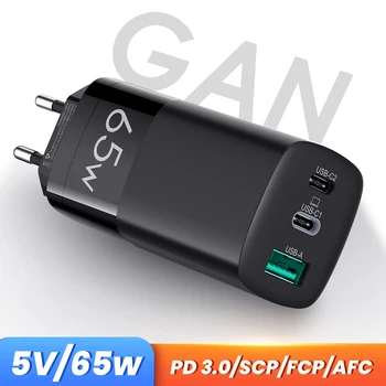 

65W GaN Charger 3 port Quick Charge 4.0 3.0 Type C PD USB Charger with QC 4.0 3.0 Portable Fast Charger For iPhone Xiaomi Laptop
