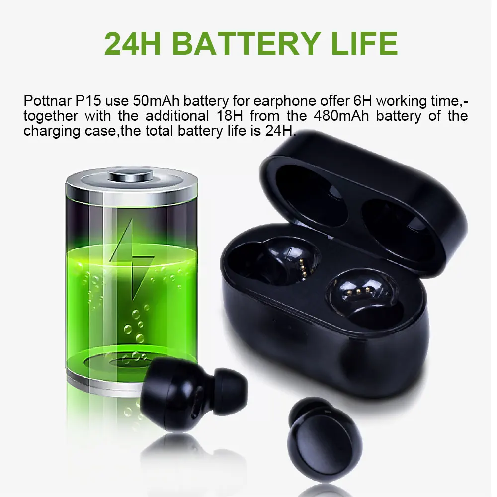 Pottnar Новый Бас спортивные наушники вкладыши TWS Bluetooth Шум шумоподавлением