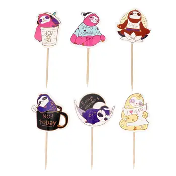 

72Pcs Sloth Shaped Cake Topper Cake Insert Cards Cake Decoration Cards Baking Decorations For Party