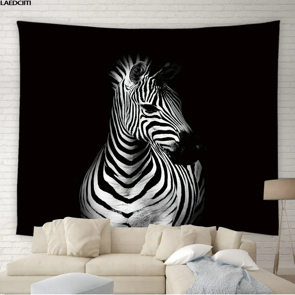 Abstract Zebra Hippie Tapestry Black White Stripes Modern Simple Background Wall Hanging Cloth Living Room Bedroom Home Decor | Дом и сад