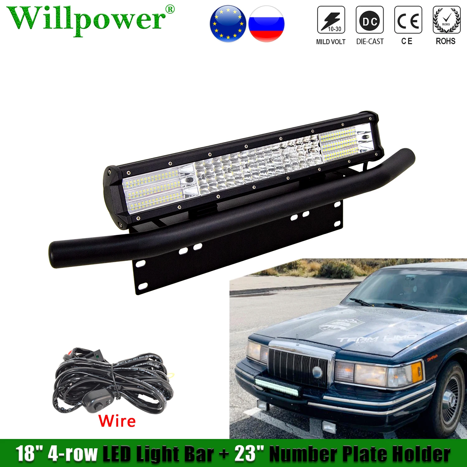 Offroad 18 "Quad rząd listwa świetlna LED w/tablica rejestracyjna uchwyt na 4X4 Truck SUV 17 cal listwa LED lampa do jazdy uchwyt mocujący