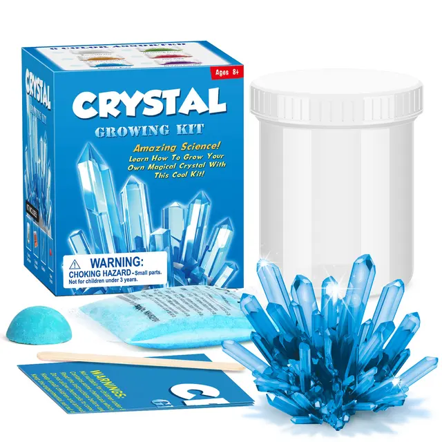 Kids Crystal Growing Kit DIY Science Experiment for Teenagers Boys Toys Magical Funny Crystal Educational Stimulates Interest Blue