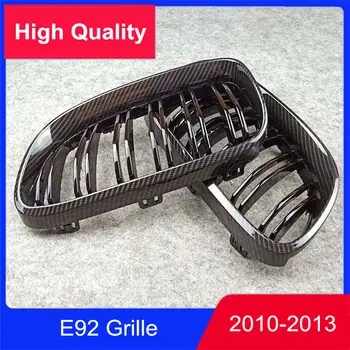 

1 Pair 2 Line Slat Car Racing Grille For B M W 3 Series E92 ABS Glossy Black/ M Color Mesh Grille Replacement Front Bumper 10-13