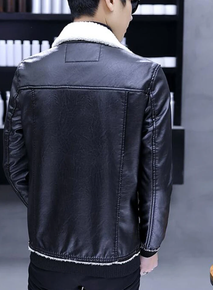 Искусственная кожа мужчины курточка бомбер меховая мотоциклетная куртка на молнии флисовое Пальто Зима Осень Повседневная хипстерская черная коричневая теплая куртка