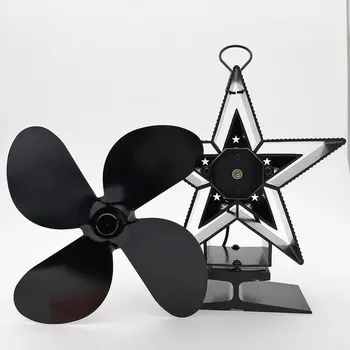 

Fireplace Fan 4 Leaf Metal Blower Environmental Protection Energy Saving Heat Power Fan Fireplace Fan