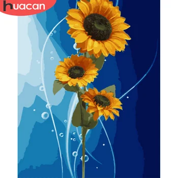 

HUACAN DIY Pictures By Number Flower Kits Home Decor Painting By Numbers Sunflower Drawing On Canvas HandPainted Art Gift