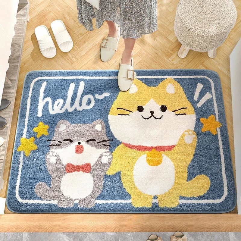 Kawaii Shiba Inu Cat Bear Bathroom Entrance Door Mat Cute Plush Bath