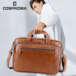 Sac à main d'ordinateur en cuir de vache pour voyage d'affaires, mallette à bandoulière unique pour hommes 15.6 17 pouces pour étui Lenovo Air Pro 