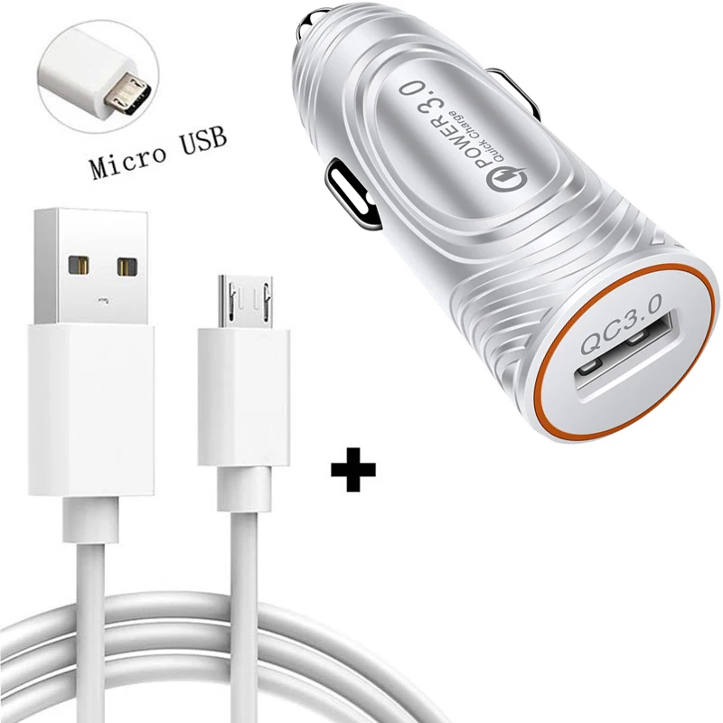 Автомобильное зарядное устройство QC 3,0 Для huawei P20 Lite P30 PRO Y9 Y6 Pro Y7 Prime Micro type C USB кабель P Smart mate 10 20 30 Lite
