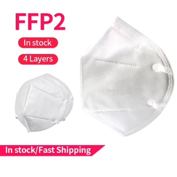 

FFP2 Mask Face Dust Mask 4-Layers Face Mouth Cover Mask Anti Flu Dust PM2.5 Protection Masks for Pollution Unisex In Stock