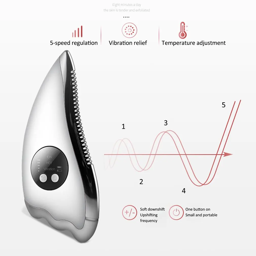 KD817 Facial Scratch Pad Dredge Meridian Soothing Fatigue Scraping Plate Electric Massager Soothing Stress USB Charging