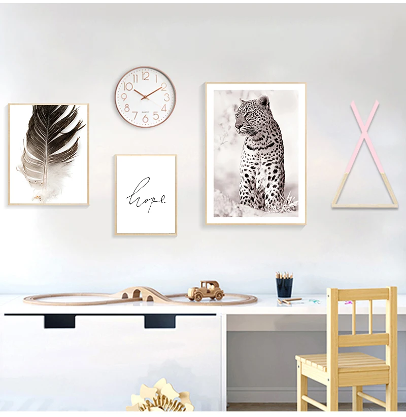 Painting Nordic Style Modern Home Decoration Scandinavian Simplicity Print Leopard Feather Flower Wall Art Picture Canvas