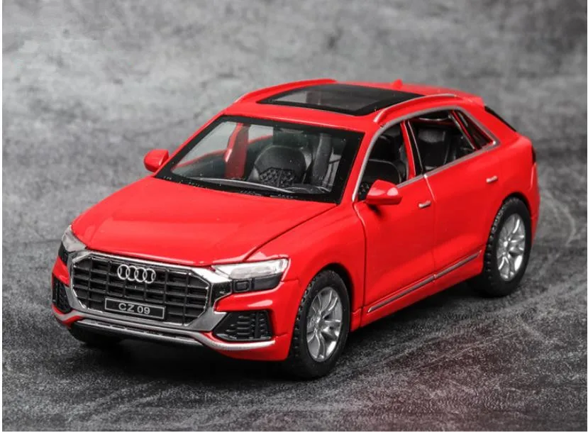 Красный Горячая Распродажа 1:32 литая модель автомобиля Q8, детский автомобиль в целости, 6 дверей Моделирование звука и света - Цвет: Красный