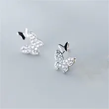 Серьги-гвоздики из стерлингового серебра 925 пробы с бабочкой модные украшения для женщин Рождественский подарок pendientes aretes de mujer eh1293