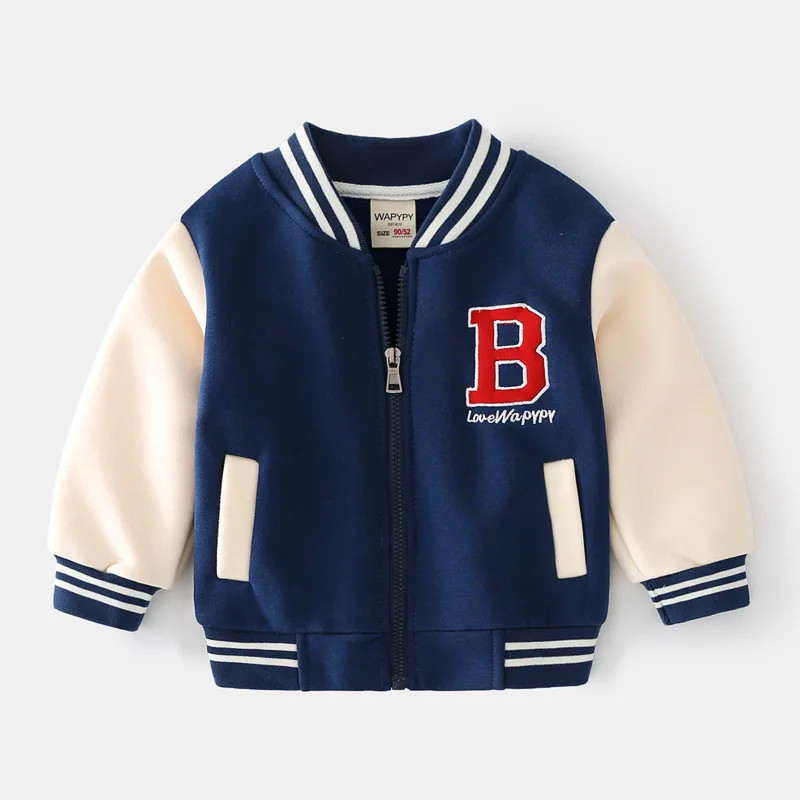 Kids Sweater Kids Hoodie Sweatshirts Autumn Spring Children Clothing Baby Boys Casual College Fluffing Style Zipper Sweater Baseball Uniform Letter Print Coats