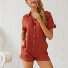 Summer Button Tutn Down Collar Playsuit Black Straight Jumpsuit Solid Top Shirt Rompers Casual Streetwear Overalls for Women Summer Button Tutn Down Collar Playsuit Black Straight Jumpsuit Solid Top Shirt Rompers Casual Streetwear Overalls for Women