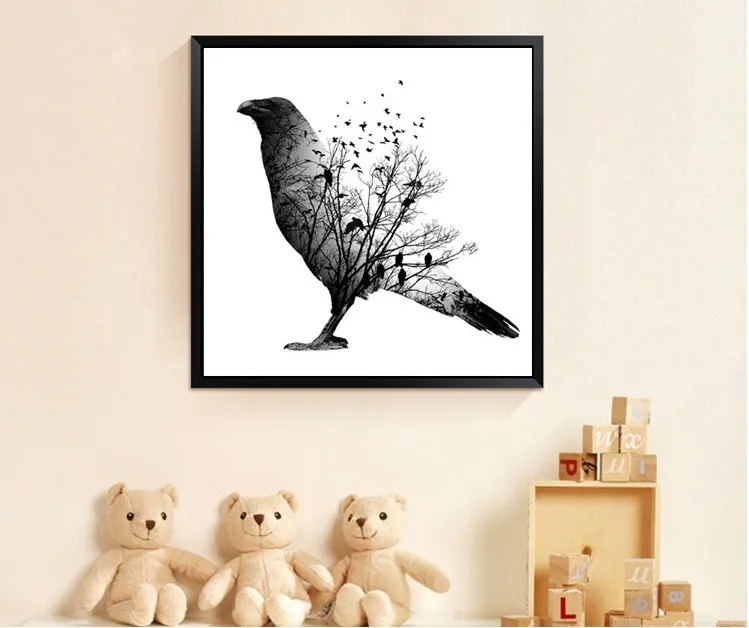 

The Forest Single Connection Entrance Diamond Painting Black And White Style Bedroom Library Paintings Wall Painting Stick-on Cr