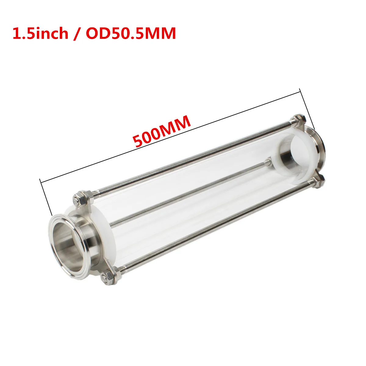 

304 Stainless Steel 1.5 inches OD50.5MM Tri Clamp Clover Sanitay Flow Sight Glass Diopter with longer size 500MM