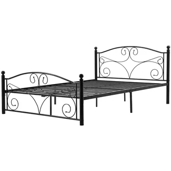 

Modern Double Metal Bed Frame for Adults Kids Children with Storage Space Headboard and Footboard Black Bedroom Furniture