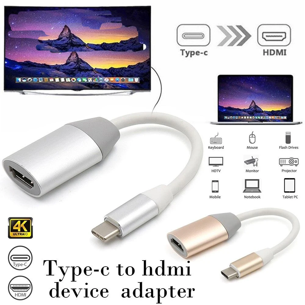 Тип c к HDMI конвертер Портативный USB c штекер к HDMI Женский адаптер 4 к 30 Гц разрешение для Macbook для HUAWEI P20 для samsung