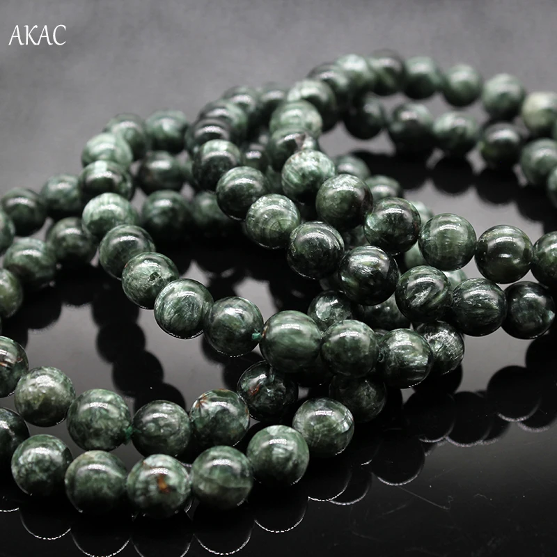 1 браслет/комплект AKAC approx9mm+-0,2 натуральный зеленый Серафинит браслет approx22beads/браслет