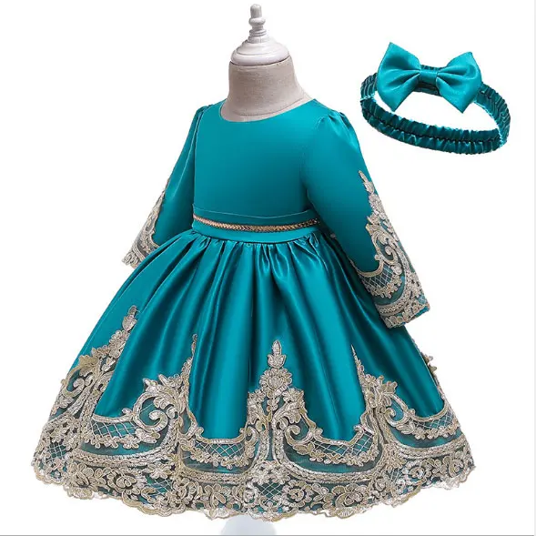 

D0127 Tutu Embroidery Princess Baby Girl Dress 2020 Spring Party Wedding Easter Day Kid Dress For Girl Wholesale Child Clothes