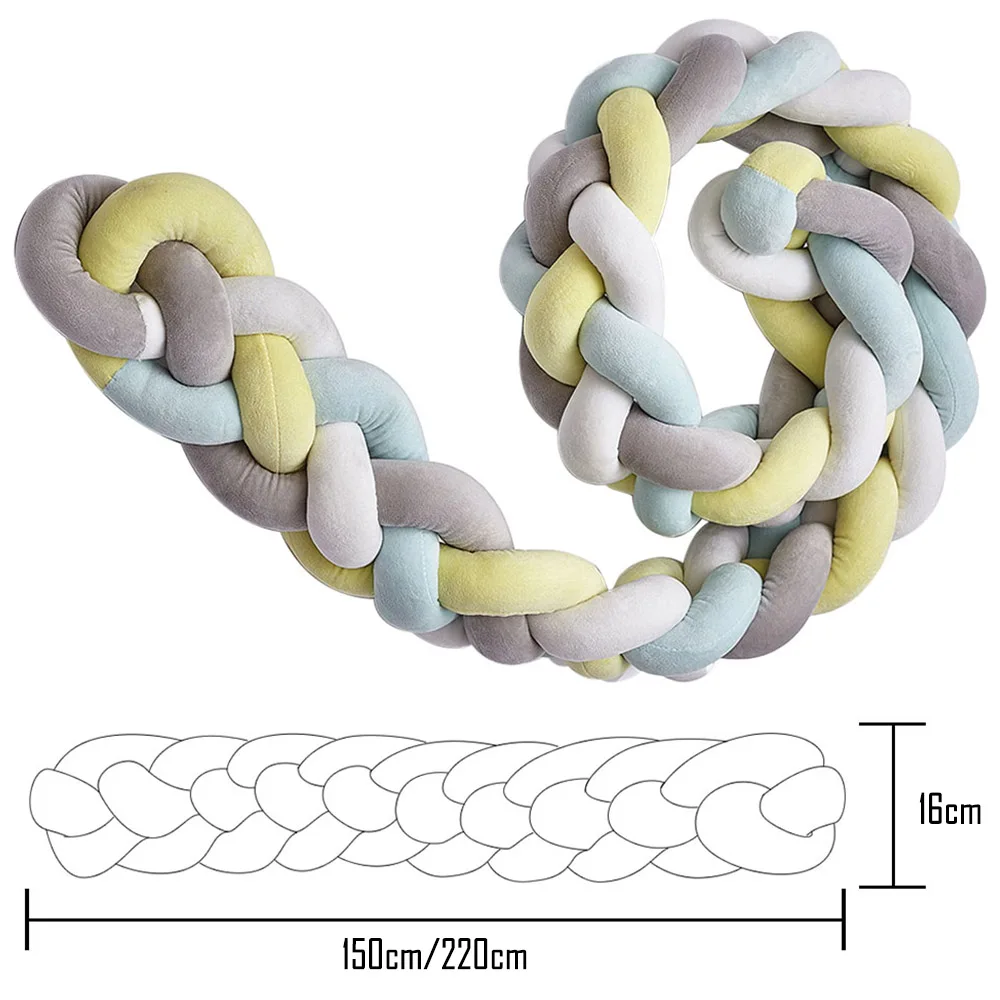Подушка-бампер для детской кровати, мягкий забор для младенцев, безопасная спальная коса для кровати, бампер-забор для новорожденного, защита для сна для младенцев HM0100 - Цвет: Yellow White