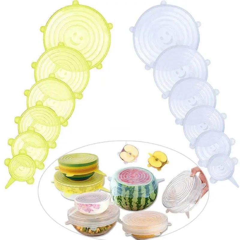 ABSF 12 pcs Silicone Lid Stretch Reusable Lids Expandable Silicone Lid Universal / Food Storage, Suitable for Microwave / Oven /