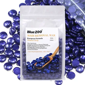 

Blue ZOO 500G Glitter No Strip Depilatory Hot Film Hard Wax Bean Pellet Waxing Hair Removal Bean Maquiagem Profissional Completa