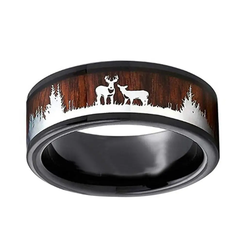 Кольцо из титановой стали с силуэтом оленя для мужчин и женщин|Кольца| |