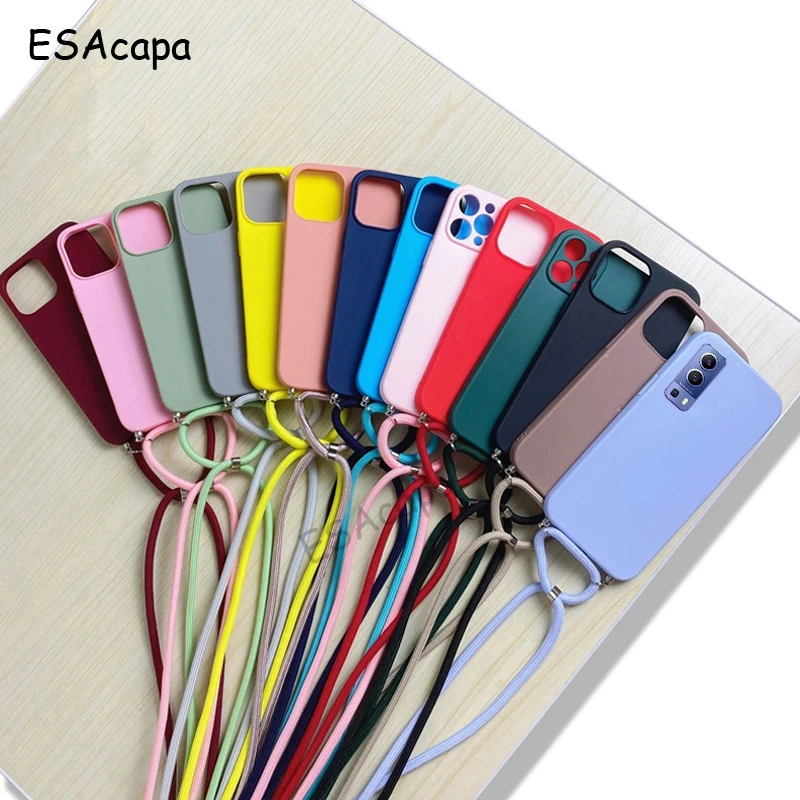 Versatile Crossbody Necklace Lanyard Silicone Matte Phone Case