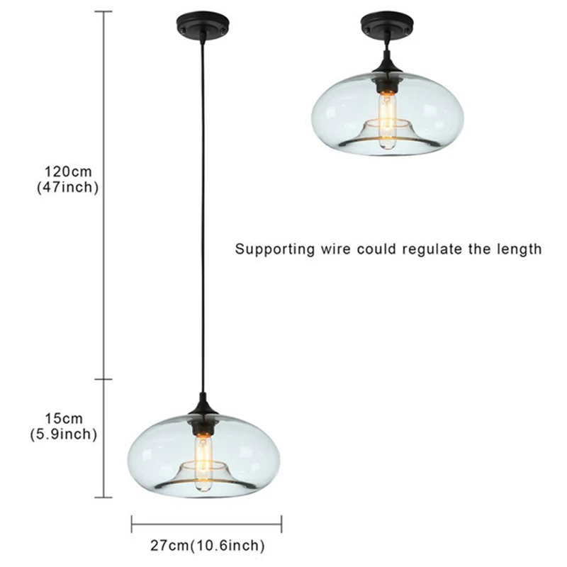 E27 светодиодный подвесной светильник s ресторанный стеклянный подвесной светильник кафе промышленный светильник ing Home Hitchen светильник винтажный Лофт светильник - Цвет корпуса: transparent