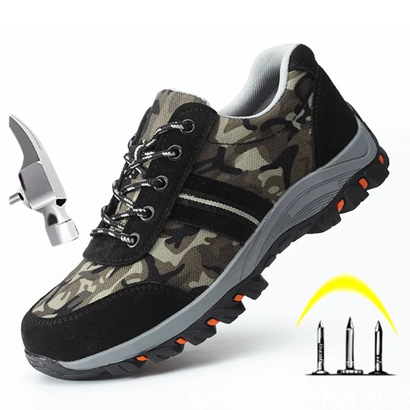 

Summer Men Shoes Work Boots Work Safety Boot Steel Toe Shoes Breathable Anti-smashing Piercing Safety Shoes Labor Insurance Shoe